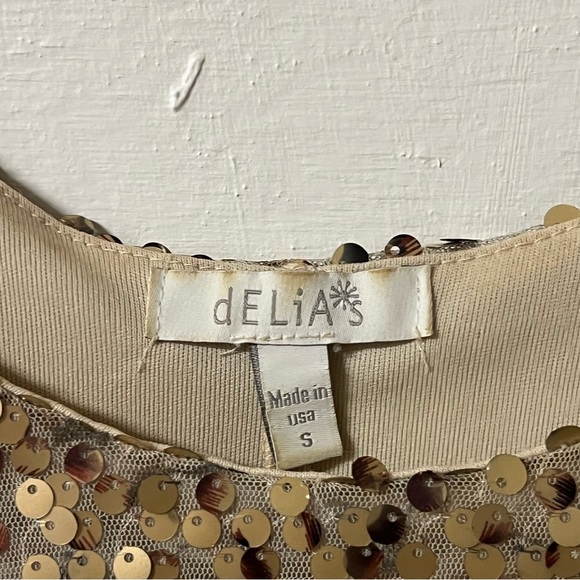 Vintage Delias Y2K Gold Sequin Tank Top Small Fairy Club Wear party - Picture 2 of 5